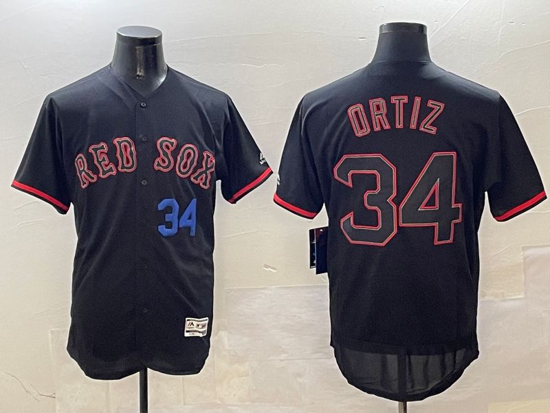 Men Boston Red Sox 34 Ortiz Black Fashion Elite 2025 Nike MLB Jersey style 5